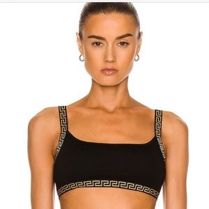 BNWT VERSACE COTTON GRECA STRAP BRALETTE IN NERO SZ 1
